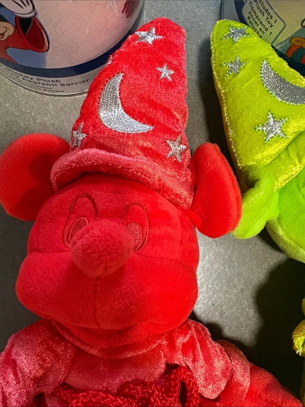 Disney Ink & Paint Sorcerer Mickey Plush - Red & Lime (set of both) one of each